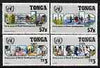 Tonga 1990 UN Development Programme perf set of 4 each opt'd SPECIMEN unmounted mint, as SG 1109-12