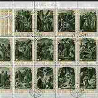 Ras Al Khaima 1970 The Death of Christ perf sheetlet containing set of 14 values fine cto used, Mi,498-511