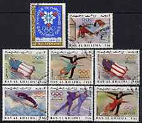 Ras Al Khaima 1968 Grenoble Winter Olympics perf set of 8 cto used, Mi 209-16A*