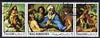 Ras Al Khaima 1970 Christmas - Paintings by Andrea Del Sarto perf strip of 3 fine cto used, Mi 399-401