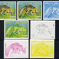 Equatorial Guinea 1977 North American Animals 1e50 (Grey Fox) set of 7 imperf progressive proofs comprising the 4 individual colours plus 2, 3 and 4-colour composites, a superb and important group unmounted mint (as Mi 1240)