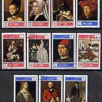 Umm Al Qiwain 1968 Paintings perf set of 11 cto used, Mi 243-53A