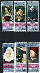 Yemen - Republic 1969 Mexico Cultural Olympiad (Paintings in National Gallery, London) perf set of 6 cto used, Mi 1011-16*