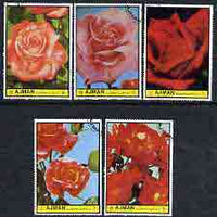 Ajman 1972 Roses #2 perf set of 5 cto used, Mi 1769-73