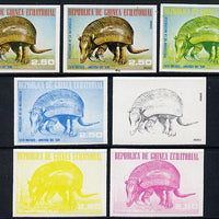 Equatorial Guinea 1977 South American Animals 2e50 (Armadillo) set of 7 imperf progressive proofs comprising the 4 individual colours plus 2, 3 and 4-colour composites, a superb and important group unmounted mint (as Mi 1248)