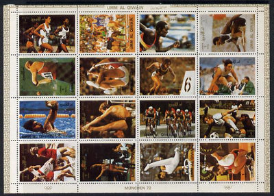 Umm Al Qiwain 1972 Munich Olympics sheetlet containing 16 values unmounted mint (Mi 938-53A)