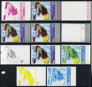 Equatorial Guinea 1972 Munich Olympics (1st series) 5pts (Canoe Slalom singles) set of 9 imperf progressive proofs comprising the 5 individual colours (incl silver) plus composites of 2, 3, 4 and all 5 colours, a superb and import……Details Below