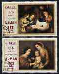 Ajman 1969 Paintings of the Madonna perf set of 2 cto used, Mi 455-56*