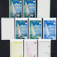 Equatorial Guinea 1972 Munich Olympics (3rd series) 1pt Sailing set of 10 imperf progressive proofs comprising 5 individual colours, plus various composites, a superb and important group unmounted mint (as Mi 98)