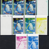 Equatorial Guinea 1972 Munich Olympics (3rd series) 2pts Sailing set of 10 imperf progressive proofs comprising 5 individual colours, plus various composites, a superb and important group unmounted mint (as Mi 99)