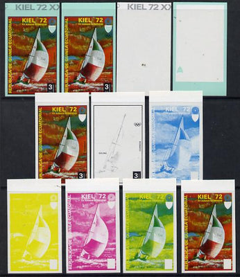 Equatorial Guinea 1972 Munich Olympics (3rd series) 3pts Sailing set of 10 imperf progressive proofs comprising 5 individual colours, plus various composites, a superb and important group unmounted mint (as Mi 100)