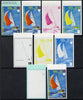 Equatorial Guinea 1972 Munich Olympics (3rd series) 5pts Sailing set of 10 imperf progressive proofs comprising 5 individual colours, plus various composites, a superb and important group unmounted mint (as Mi 101)