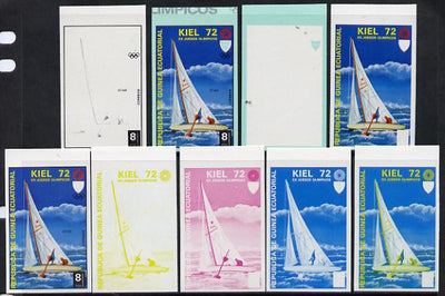 Equatorial Guinea 1972 Munich Olympics (3rd series) 8pts Sailing set of 10 imperf progressive proofs comprising 5 individual colours, plus various composites, a superb and important group unmounted mint (as Mi 102)