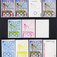 Equatorial Guinea 1972 Munich Olympics (4th series) 1pt (Pommelling) set of 10 imperf progressive proofs on white paper comprising 5 individual colours, plus various composites, a superb and important group unmounted mint (as Mi 108)