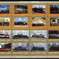 Umm Al Qiwain 1972 Locomotives sheetlet containing 16 values unmounted mint (Mi 1210-25A)