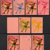Equatorial Guinea 1972 Munich Olympics (4th series) 8pts (Hammer) set of 10 imperf progressive proofs on pink paper comprising 5 individual colours, plus various composites, a superb and important group unmounted mint (as Mi 112)