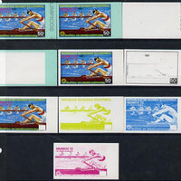 Equatorial Guinea 1972 Munich Olympics (3rd series) 50pts 4-man Rowing set of 10 imperf progressive proofs comprising 5 individual colours, plus various composites, a superb and important group unmounted mint (as Mi 104)
