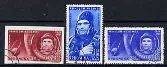 Rumania 1961 World's First Manned Space Flight perf set of 3 cto used, SG 2838-40