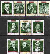 Fujeira 1970 Famous Americans perf set of 10 cto used, Mi 485-94*