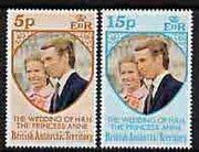 British Antarctic Territory 1973 Royal Wedding perf set of 2 unmounted mint, SG 59-60