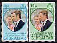 Gibraltar 1973 Royal Wedding perf set of 2 unmounted mint, SG 323-24