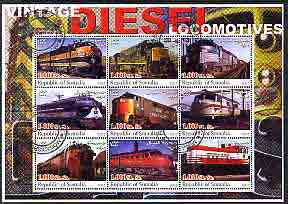 Somalia 2002 Diesel Locomotives #1 perf sheetlet containing set of 9 values cto used