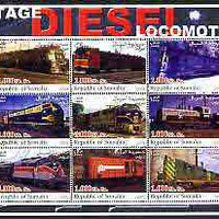 Somalia 2002 Diesel Locomotives #2 perf sheetlet containing set of 9 values cto used