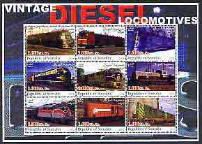 Somalia 2002 Diesel Locomotives #2 perf sheetlet containing set of 9 values cto used