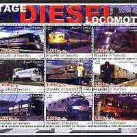 Somalia 2002 Diesel Locomotives #3 perf sheetlet containing set of 9 values cto used