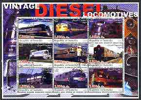Somalia 2002 Diesel Locomotives #3 perf sheetlet containing set of 9 values cto used