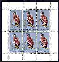 Nagaland 1969 Crested-Serpent Eagle 75c complete perf sheetlet of 6 values (from Wildlife definitive set) unmounted mint