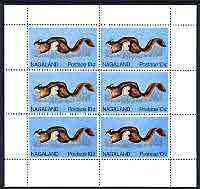 Nagaland 1969 Flying Squirrel 10c complete perf sheetlet of 6 values (from Wildlife definitive set) unmounted mint