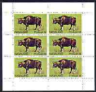 Nagaland 1969 Ox 1c complete perf sheetlet of 6 values (from Wildlife definitive set) unmounted mint
