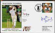 Great Britain 2001 illustrated cover for 'Hope for Children' Showing Kent CC Capt Matthew Fleming with special cancel, signed by Matthew Fleming