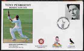 Great Britain 2002 illustrated cover for Tony Penberthy Benefit Year with special 'Cricket' cancel