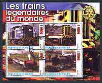 Guinea - Conakry 2003 Legendary Trains of the World #09 perf sheetlet containing 4 values with Rotary Logo, cto used