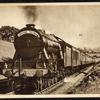Postcard by Ian Allan - LNER down Yorkshire Pullman headed by Class A1 4-6-2 No.4481 St Simon, sepia, unused and in good condition