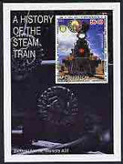 Uzbekistan 2001 A History of the Steam Train #2 perf m/sheet with Rotary Logo, fine cto used