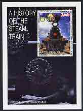 Uzbekistan 2001 A History of the Steam Train #2 perf m/sheet with Rotary Logo, fine cto used