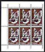 Pabay 1970 Dogs 2s6d (Alsation) complete perf sheetlet of 6 each opt'd '5th Anniversary of Death of Sir Winston Churchill' unmounted mint