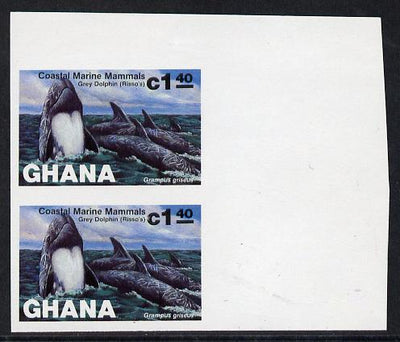 Ghana 1983 Marine Mammals 1c40 (Risso's Dolphin) imperf pair unmounted mint as SG 1033