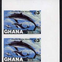 Ghana 1983 Marine Mammals 3c (Spinner Dolphin) imperf pair unmounted mint as SG 1035