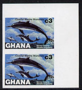 Ghana 1983 Marine Mammals 3c (Spinner Dolphin) imperf pair unmounted mint as SG 1035
