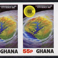 Ghana 1983 Commonwealth Day 55p (Satellite view of Ghana) imperf pair unmounted mint (as SG 1020)