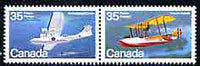 Canada 1979 Vickers Vedette & Consolidated PBY-5A Canso in se-tenant pair unmounted mint, from Canadian Aircraft (1st Series) SG 968a