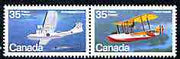 Canada 1979 Vickers Vedette & Consolidated PBY-5A Canso in se-tenant pair unmounted mint, from Canadian Aircraft (1st Series) SG 968a