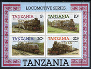 Tanzania 1985 Locomotives perf miniature sheet with 'Caribbean Royal Visit 1985' opt in gold (unissued) unmounted mint