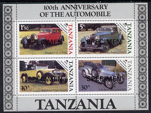 Tanzania 1986 Centenary of Motoring m/sheet opt'd SPECIMEN unmounted mint, as SG MS 460