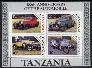 Tanzania 1986 Centenary of Motoring m/sheet opt'd SPECIMEN unmounted mint, as SG MS 460