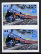 Antigua 1986 Ameripex Stamp Exhibition $1 (USA Powhatton Arrow Express) unmounted mint imperf pair (as SG 1016)